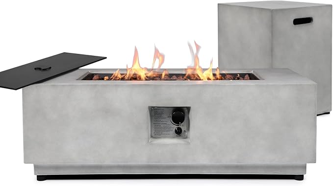 60-Inch Outdoor Propane Fire Pit Coffee Table with Tank Cover