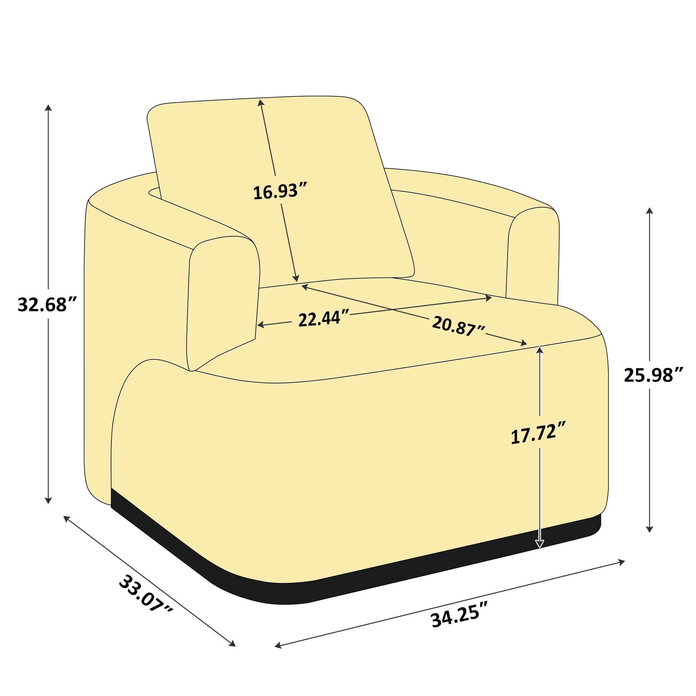 Oversized Boucle Accent Chair with Throw Pillow