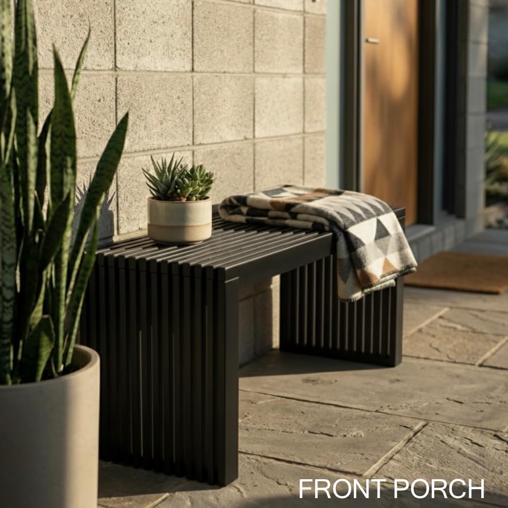 36 Inch Bamboo Bench Waterfall Black