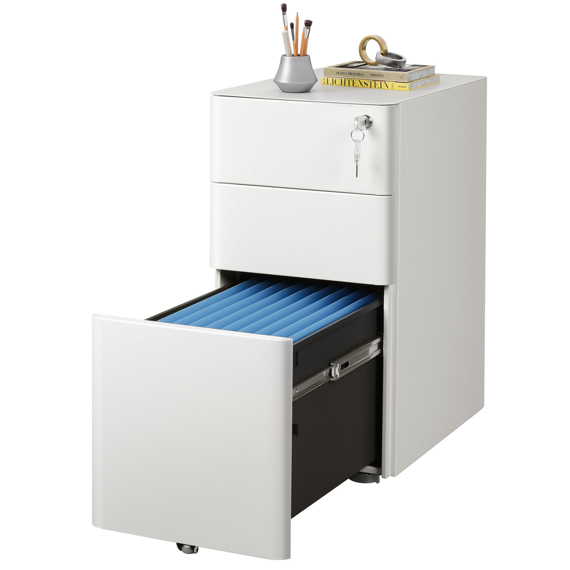 3 Drawer Mobile File Cabinet with Lock