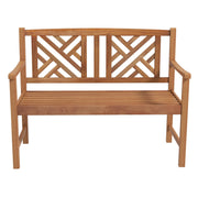 Acacia Wood Garden Bench 2-Person Loveseat with Armrests