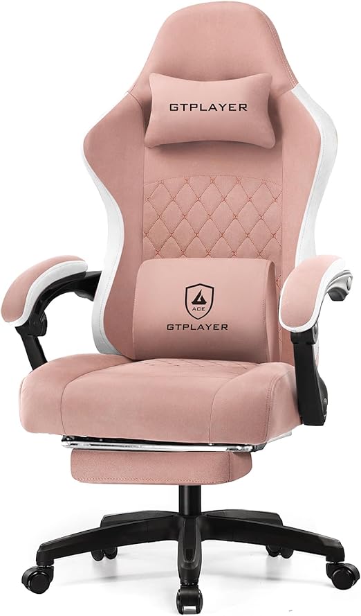 Gaming Chair with Pocket Spring Cushion and Footrest