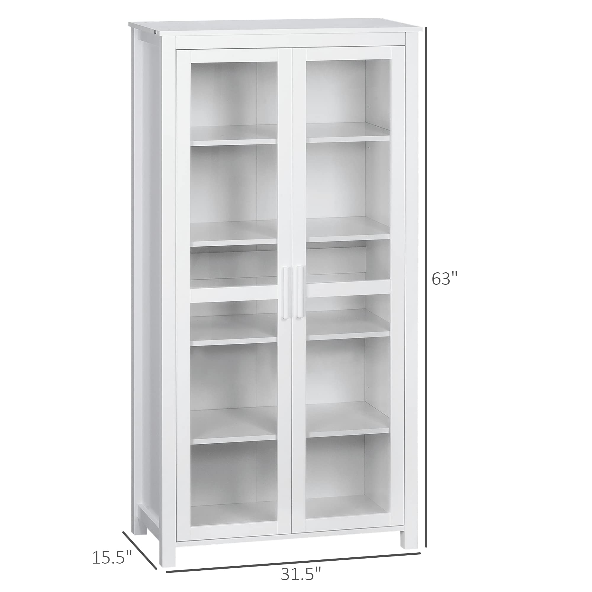 Kitchen Pantry Cabinet with Glass Doors