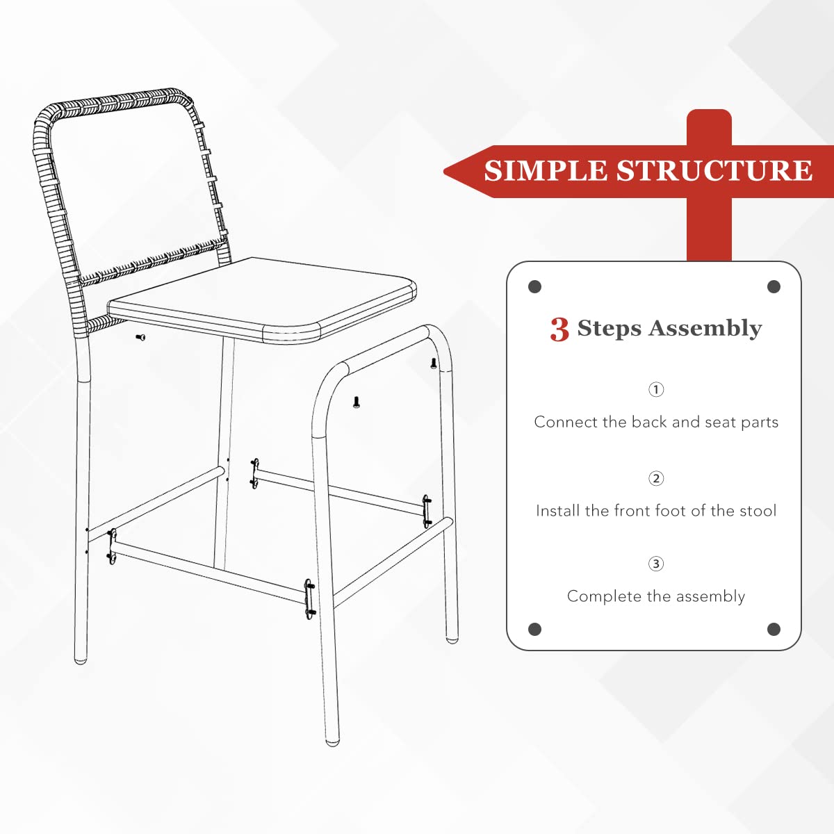 Outdoor Wicker Bar Stools Set of 2