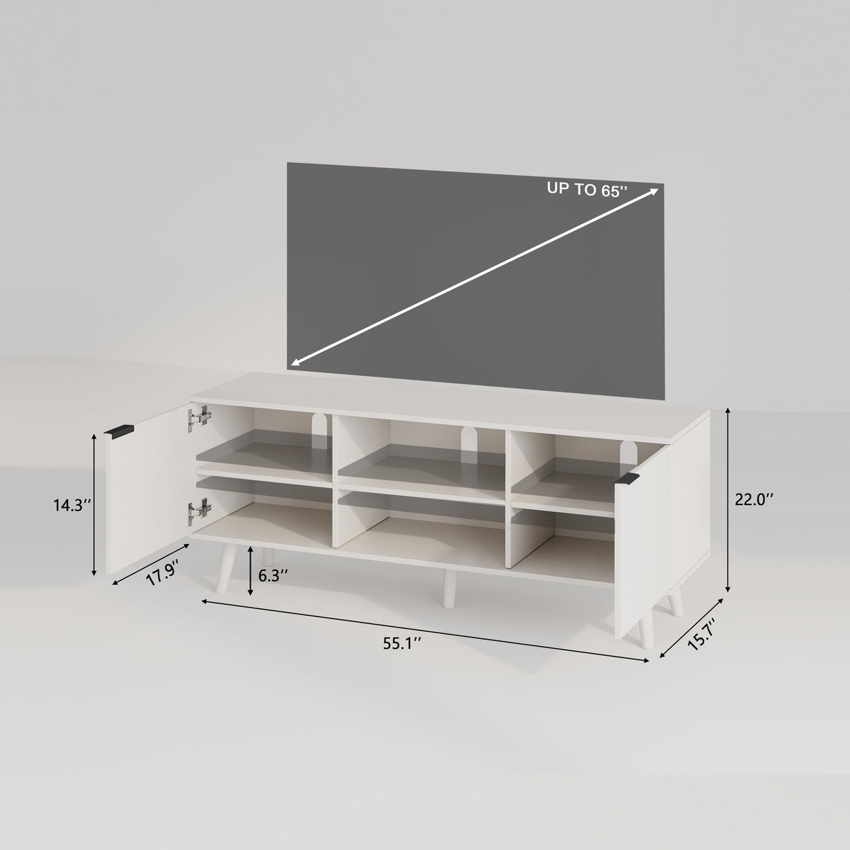 55 Inch Fluted TV Stand with Storage