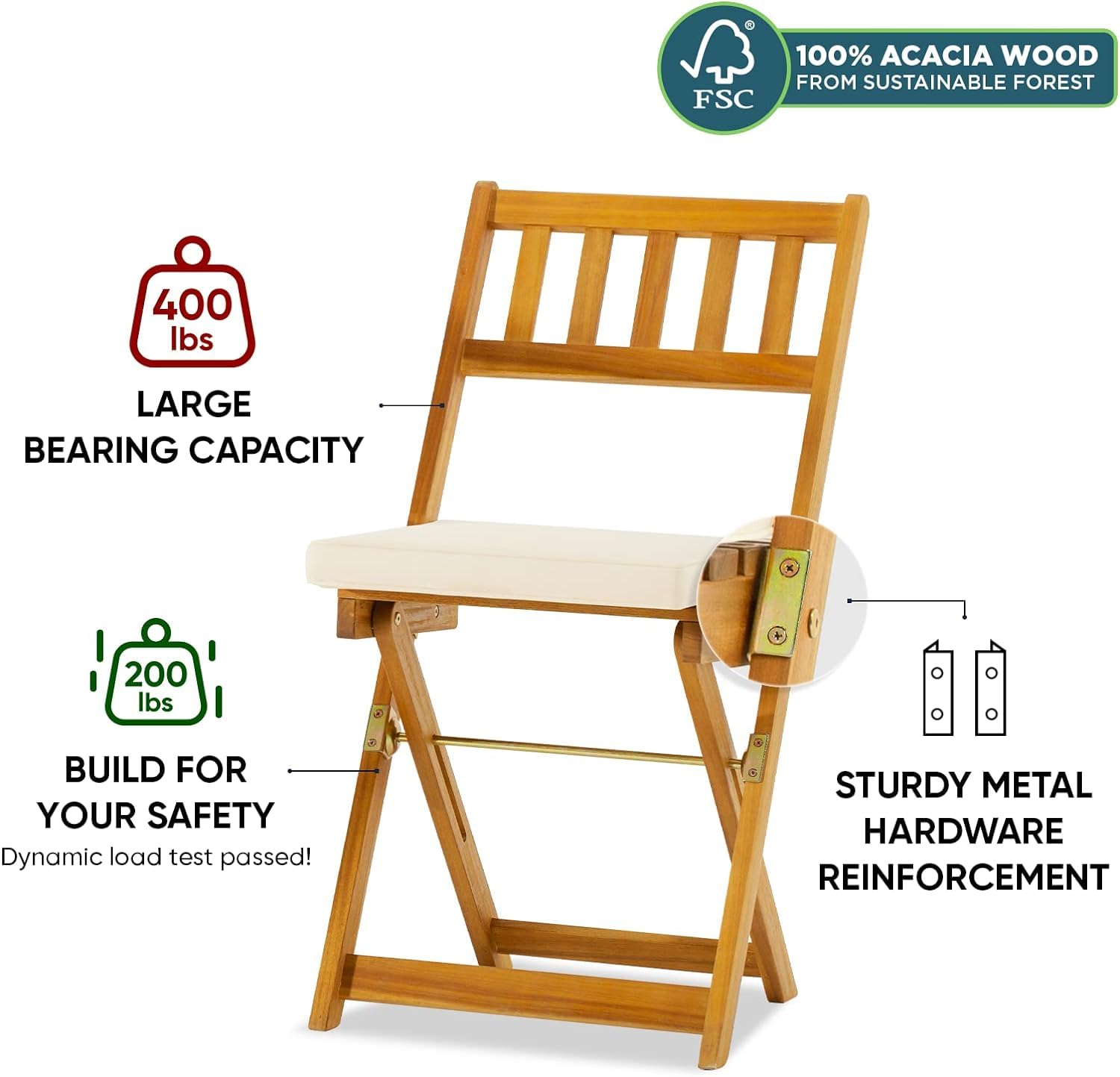 Heavy Duty 400lbs Patio Bistro Set 3 Piece Outdoor Folding