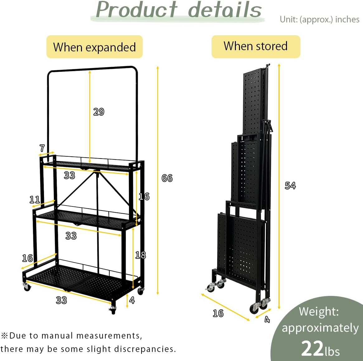 4-Tier Foldable Plant Stand with Wheels