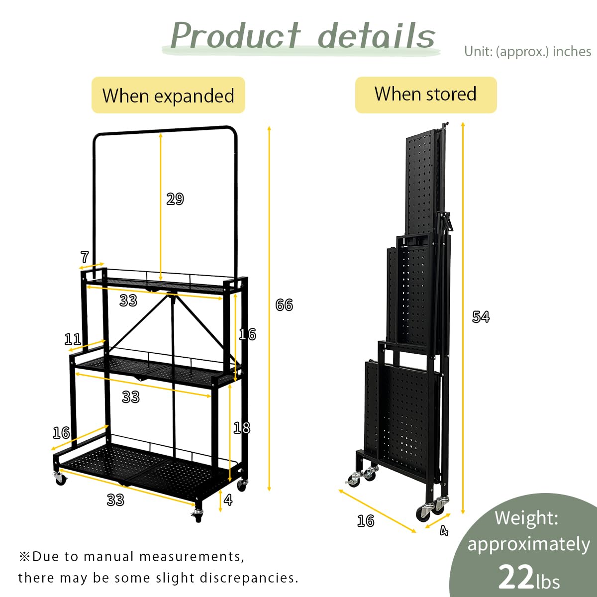 4-Tier Foldable Plant Stand with Wheels