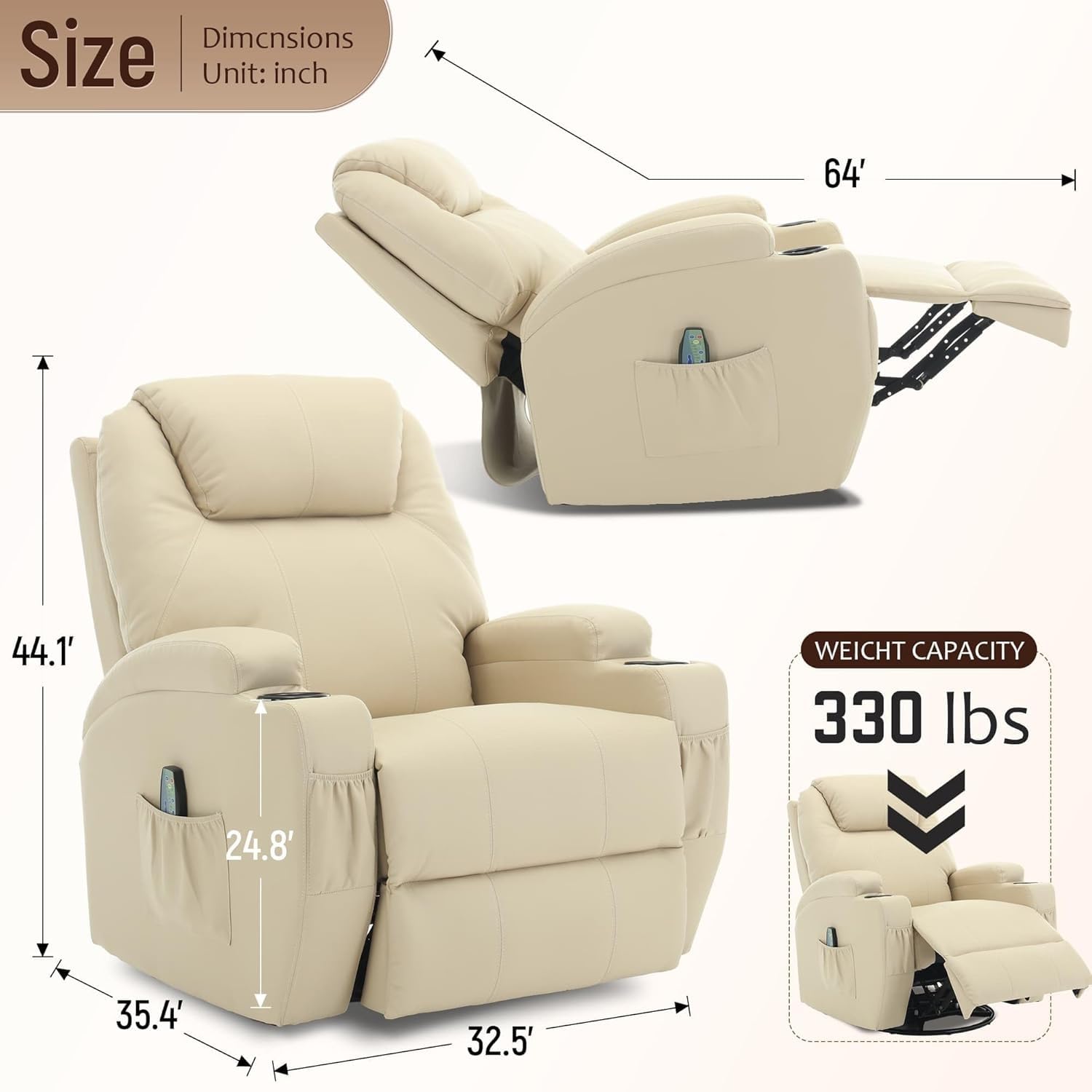 Power Lift Recliner Chair with Massage and Heating