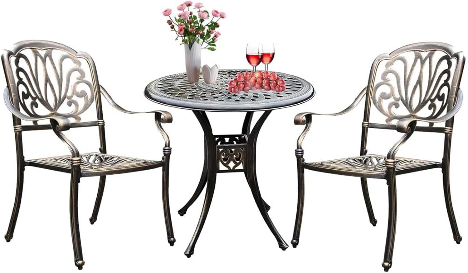 3 Piece Cast Aluminum Patio Bistro Set