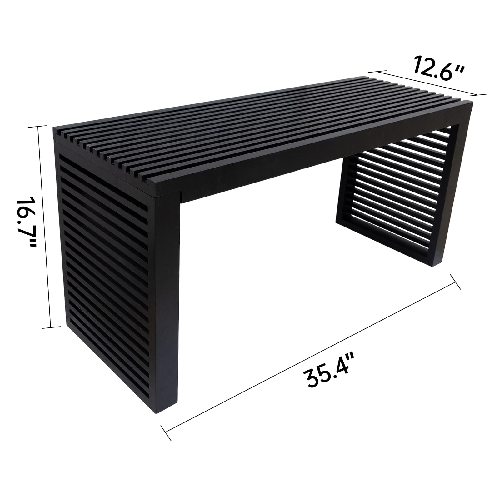 35 Inch Bamboo Bench Black