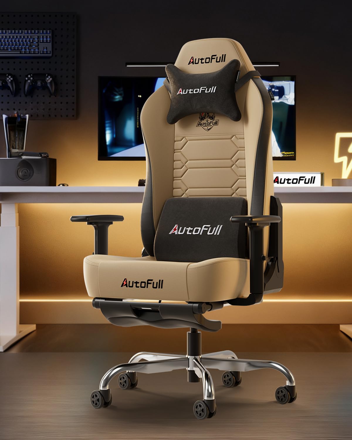 Ergonomic Gaming Chair with Lumbar Support and Footrest