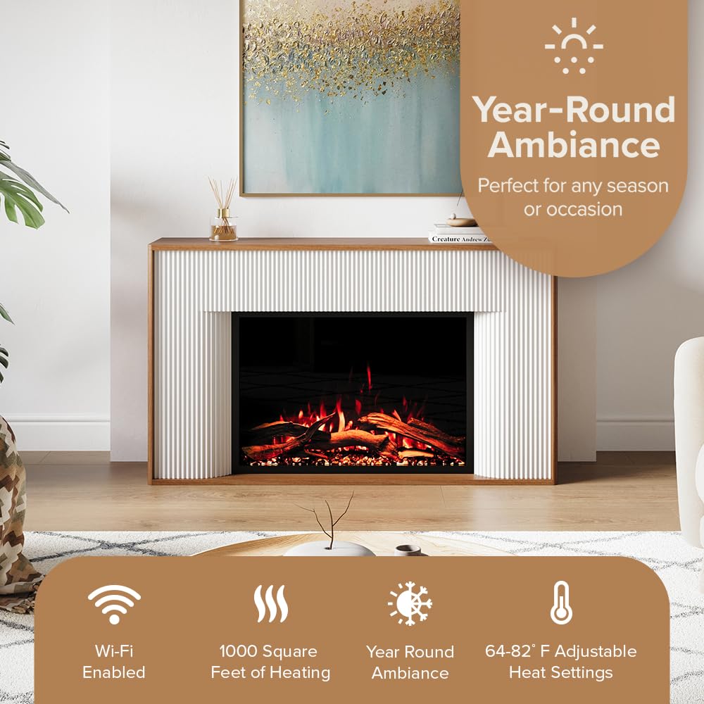 Smart Electric Fireplace Mantel with 33" Firebox Heater