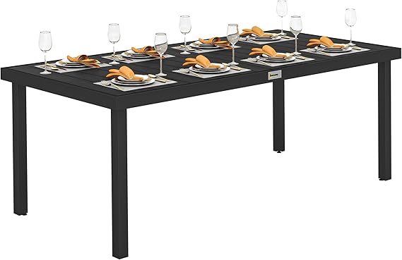 Outdoor Dining Table for 8 People Rectangular Aluminum Frame