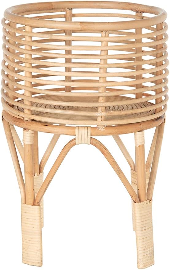 Two-Tier Rattan Plant Stand