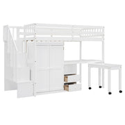 Twin Loft Bed with Desk and Storage