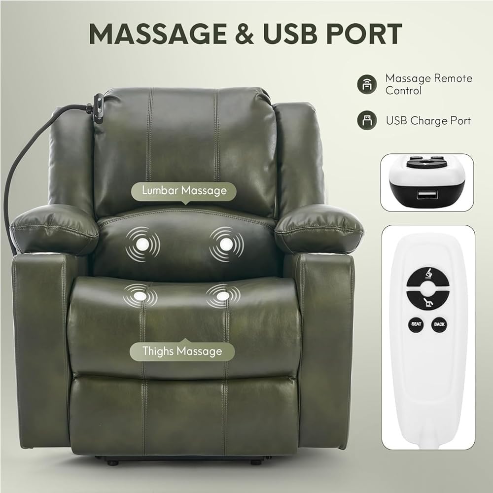 Leather Massage Lift Rocker Recliner