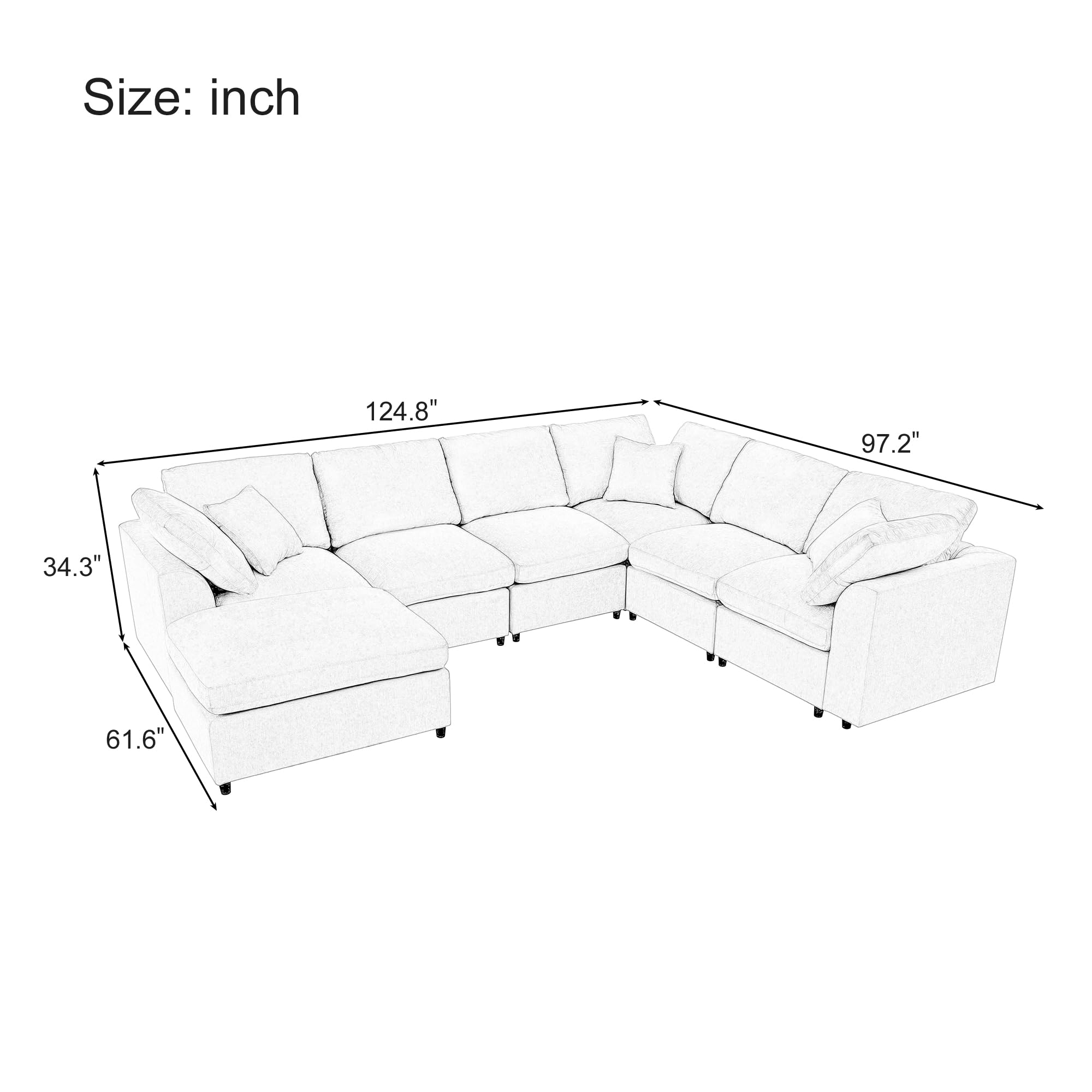 L-Shaped Modular Sectional Sofa with Ottoman