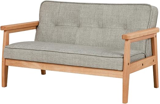 Double Seater Kids Sofa Chair with Solid Wood Armrest