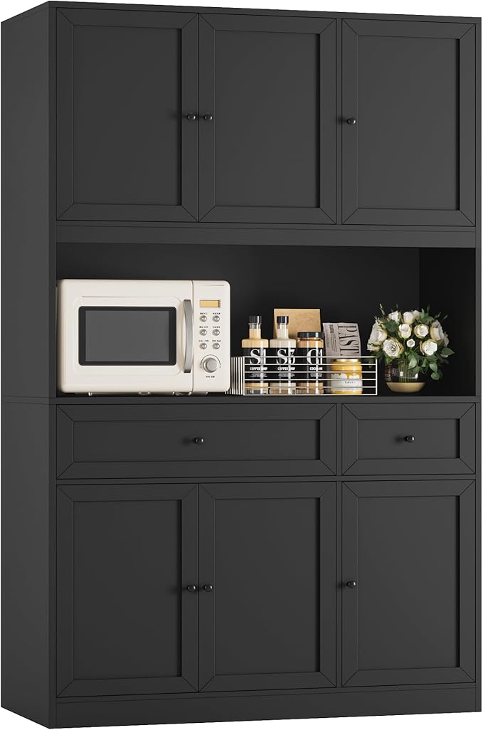 Kitchen Pantry Cabinet with Hutch