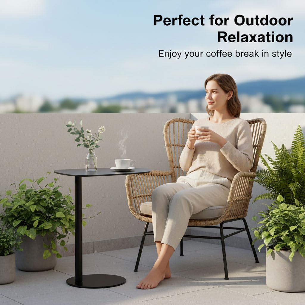 C Shaped End Table - Modern Metal Side Table for Couch