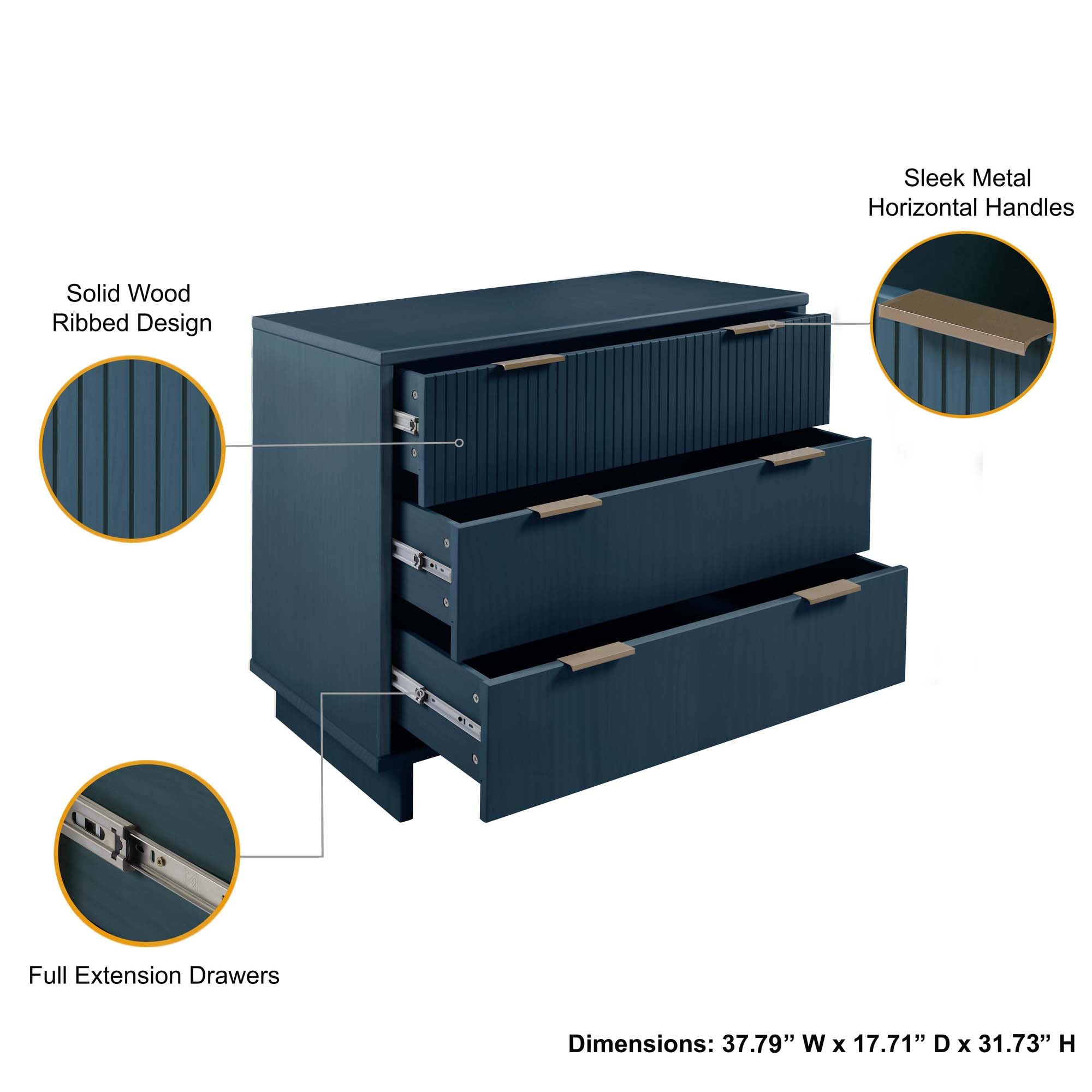 38-Inch Modern Dresser with Soft Close Drawers