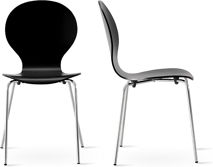 Mid-Century Modern Wooden Dining Chairs Set of 2