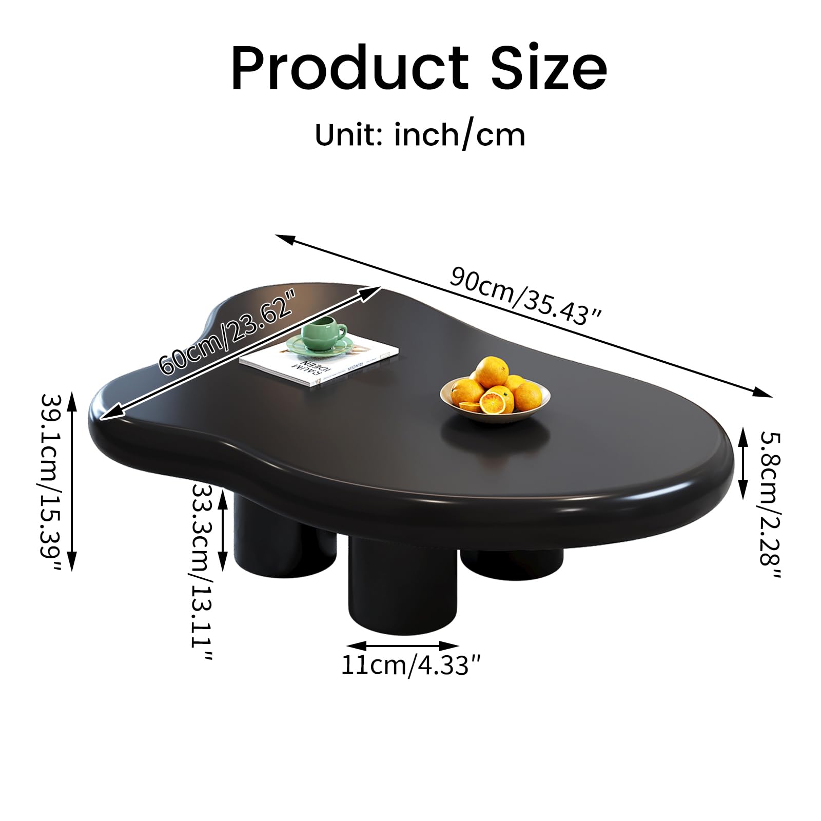 Cloud-Shaped Coffee Table with 4 Legs