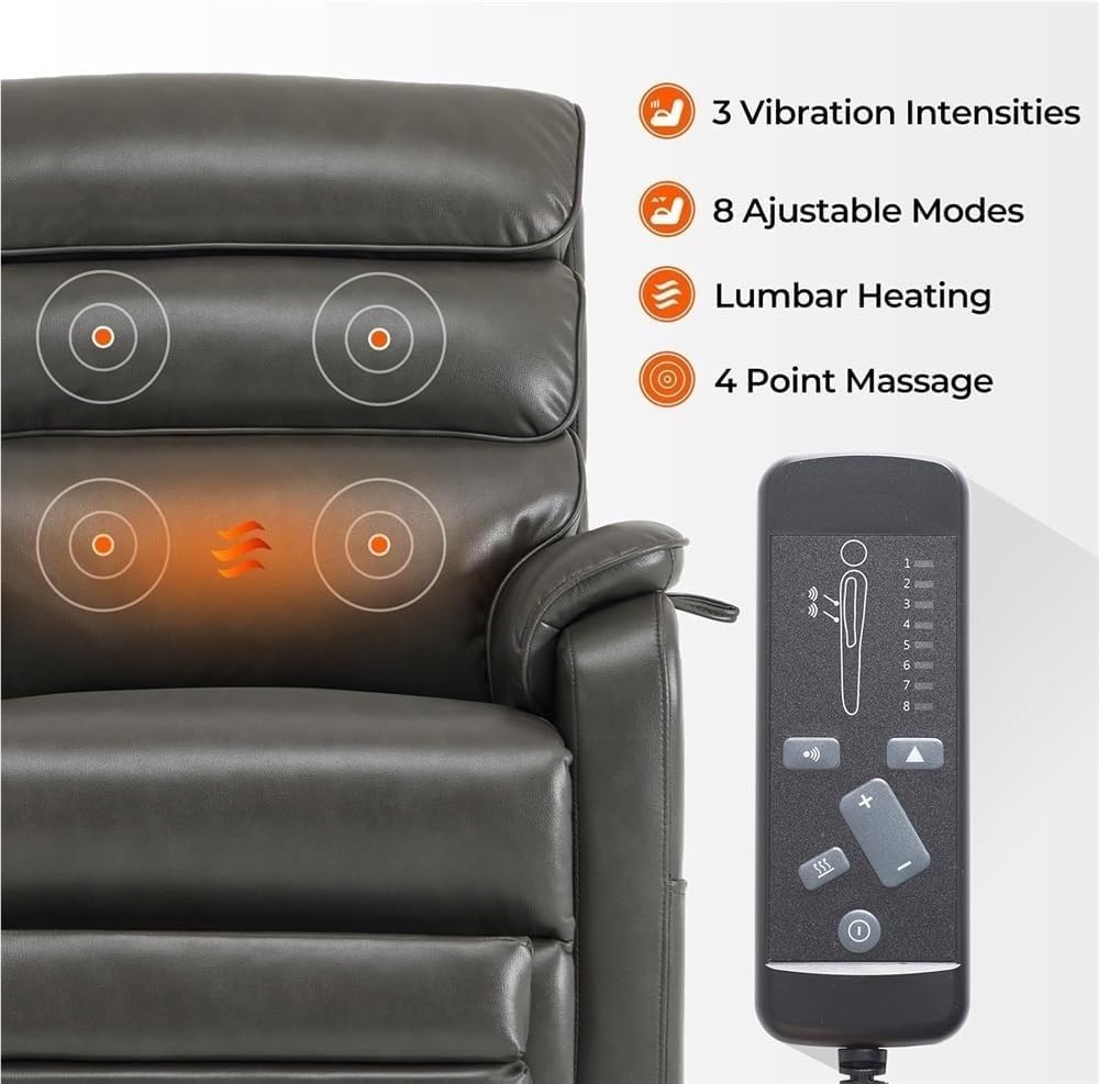 Electric Lift Recliner Chair with Massage and Heating