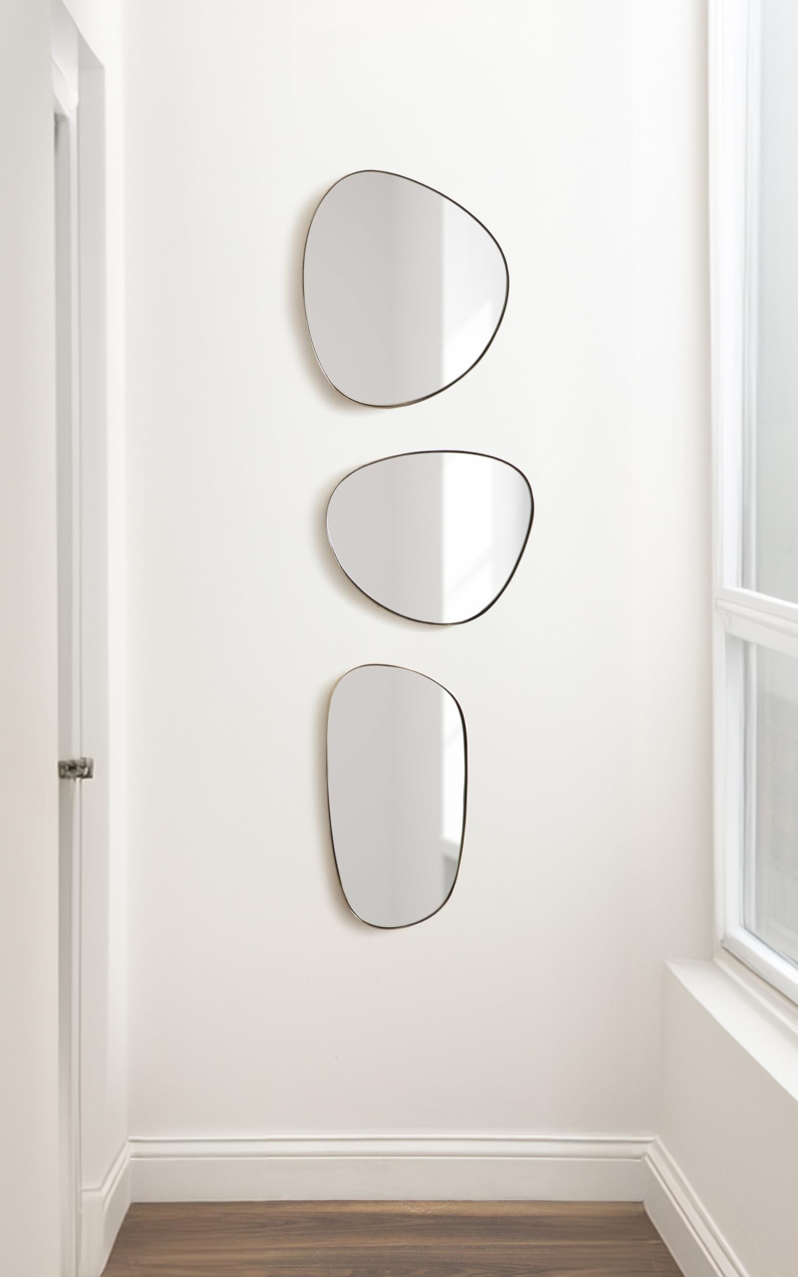 Modern Irregular Metal Wall Mirror Set - 3 Piece Gold Asymmetric Mirrors