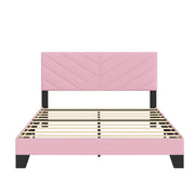 IOILORI Queen Size Bed Frame Platform with Upholstered Headboard, Sturdy Wooden Slats, Noiseless, No Springs Required, Easy to Assemble Pink
