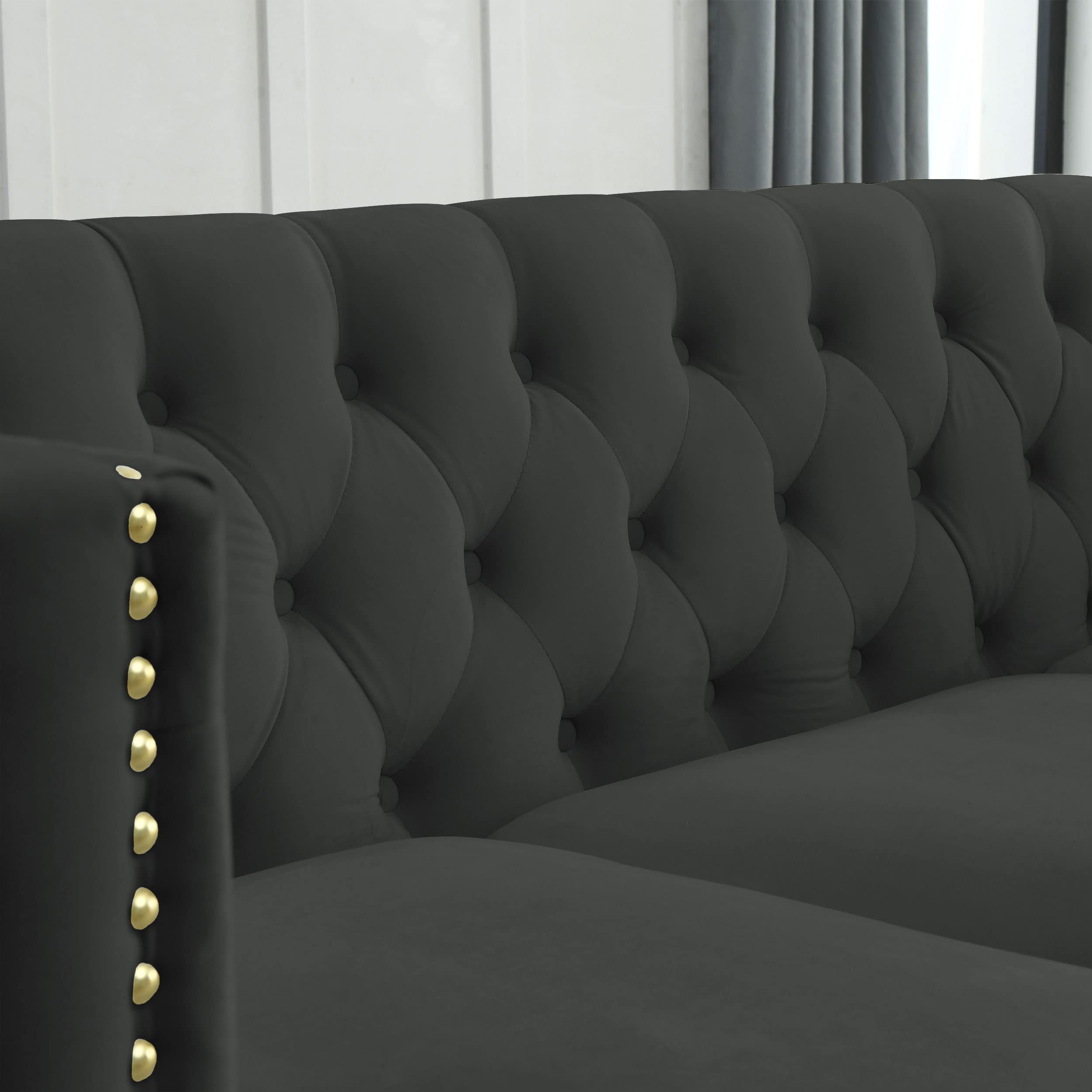 82" L-Shaped Velvet Corner Sofa with Storage