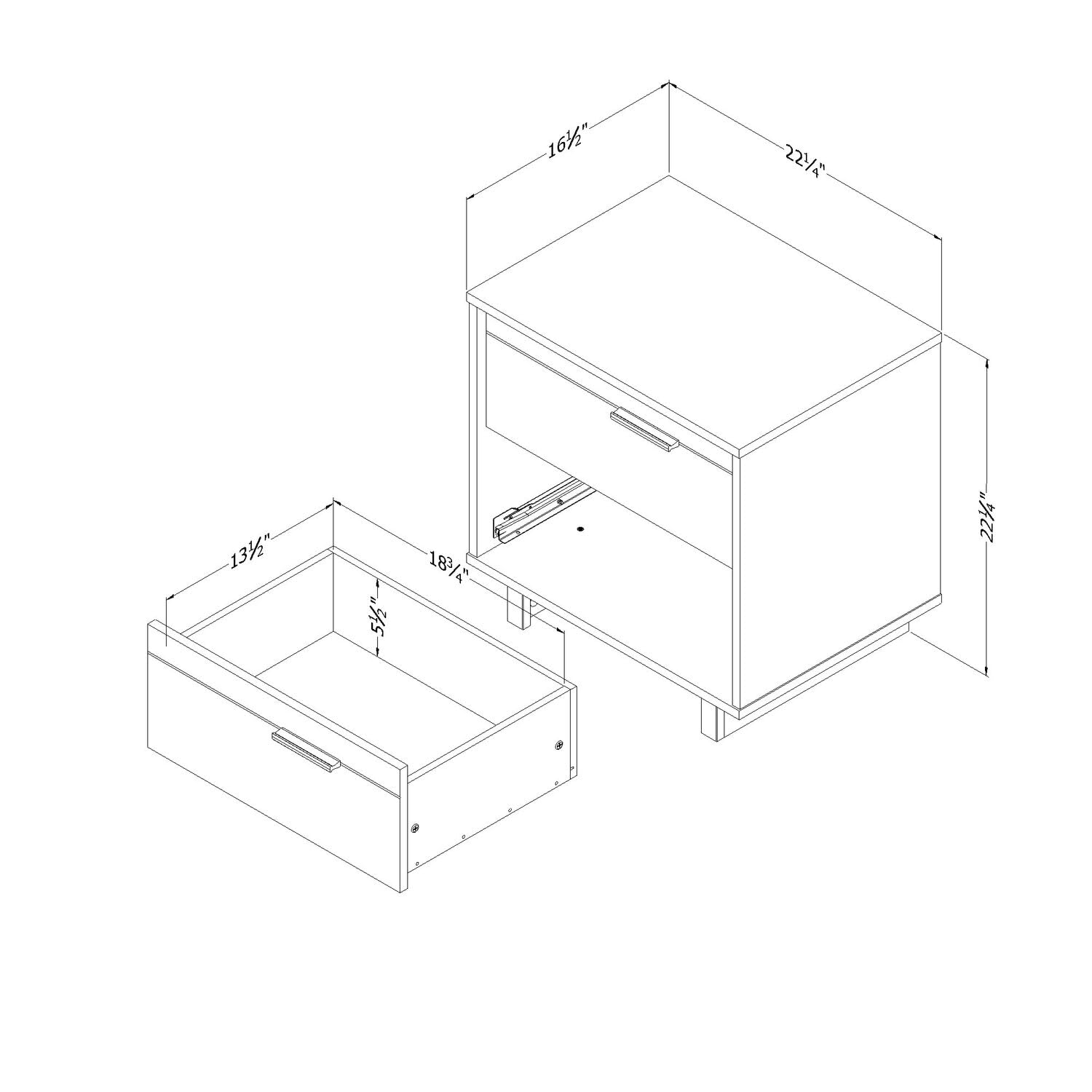 2-Drawer Nightstand Gray Oak
