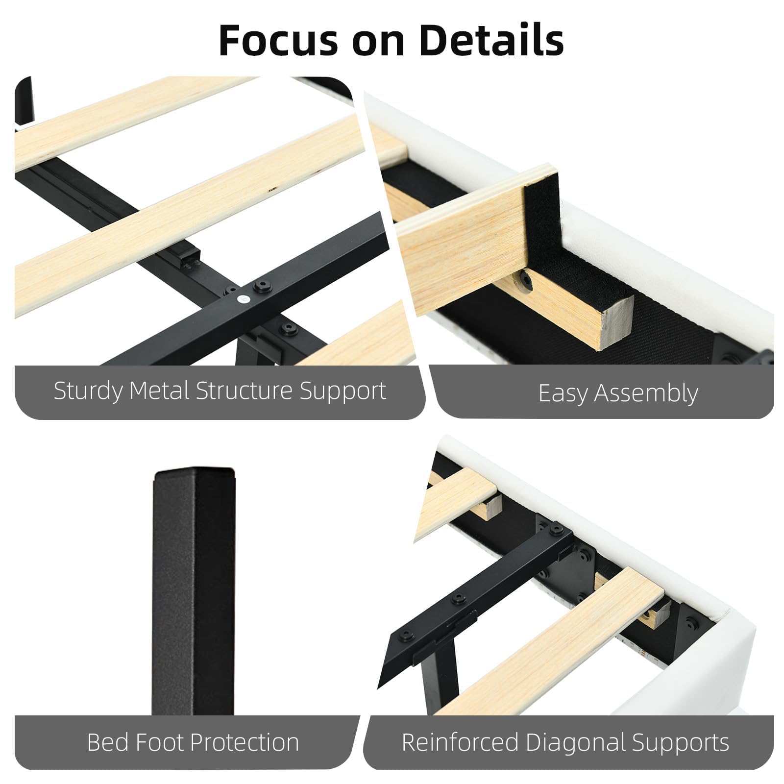 Floating Queen Bed Frame with LED Lights