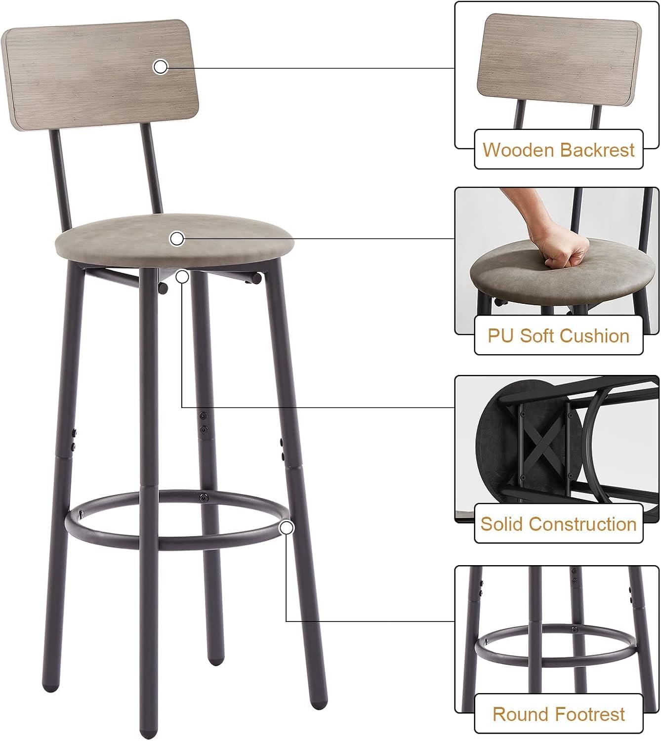 3-Piece Round Dining Table Set with Storage