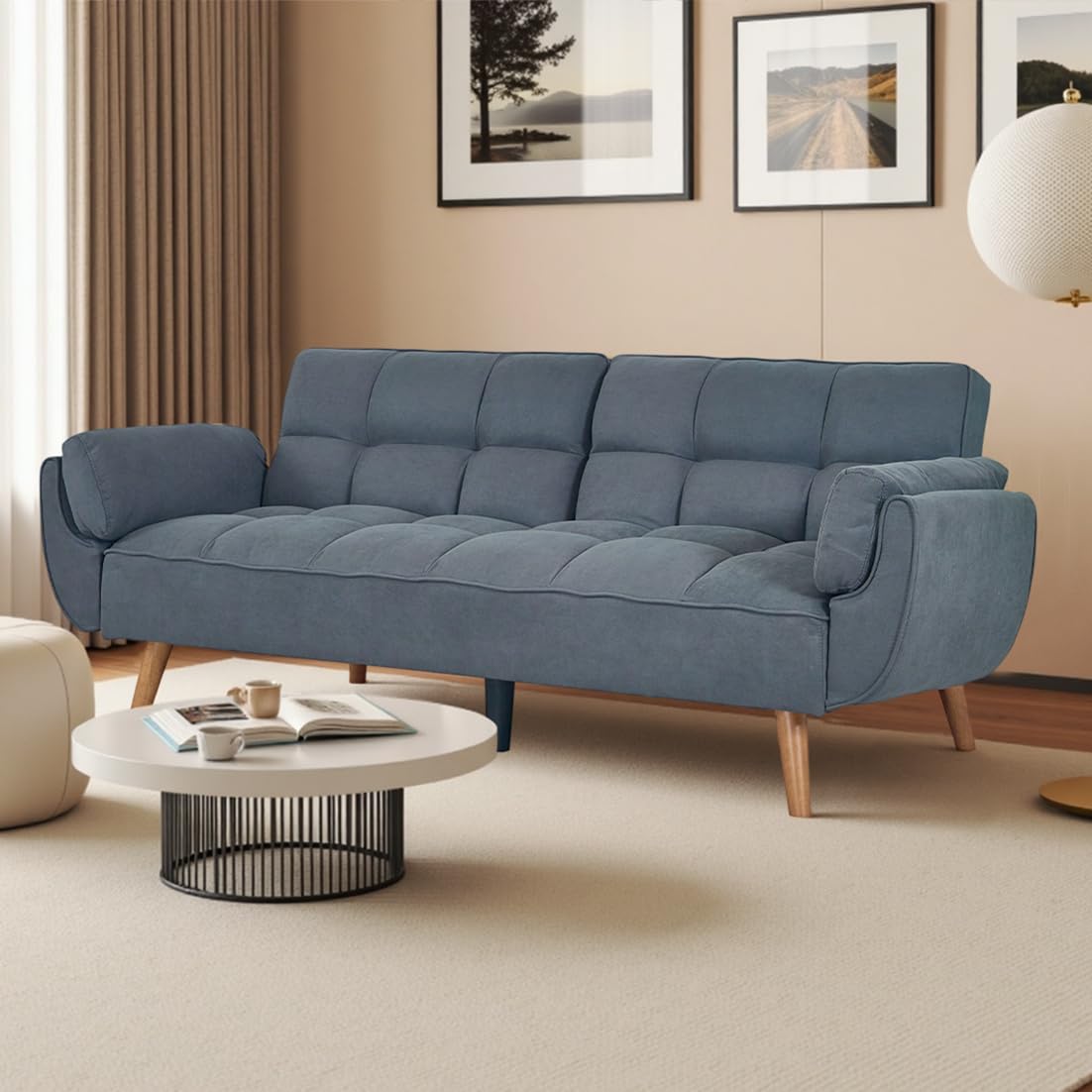 75″ Convertible Futon Sofa Bed with Adjustable Backrest