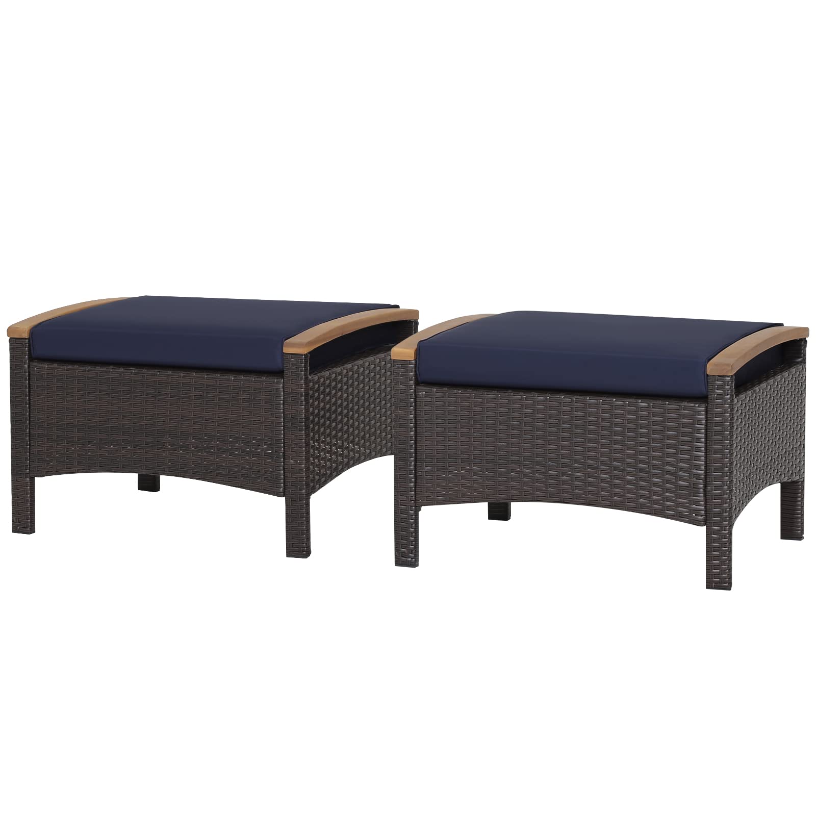 Outdoor Wicker Ottomans with Cushions