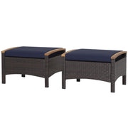 Outdoor Wicker Ottomans with Cushions