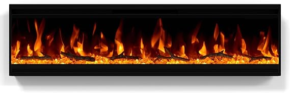 60 Inch Electric Fireplace Ultra-Thin Wall Mounted Recessed