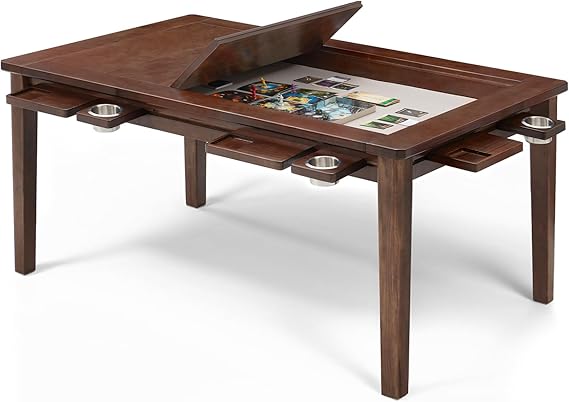 Solid Wood Board Game Table for 4-6 Players with Removable Top