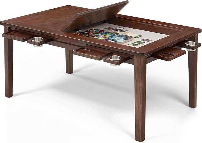 Solid Wood Board Game Table for 4-6 Players with Removable Top