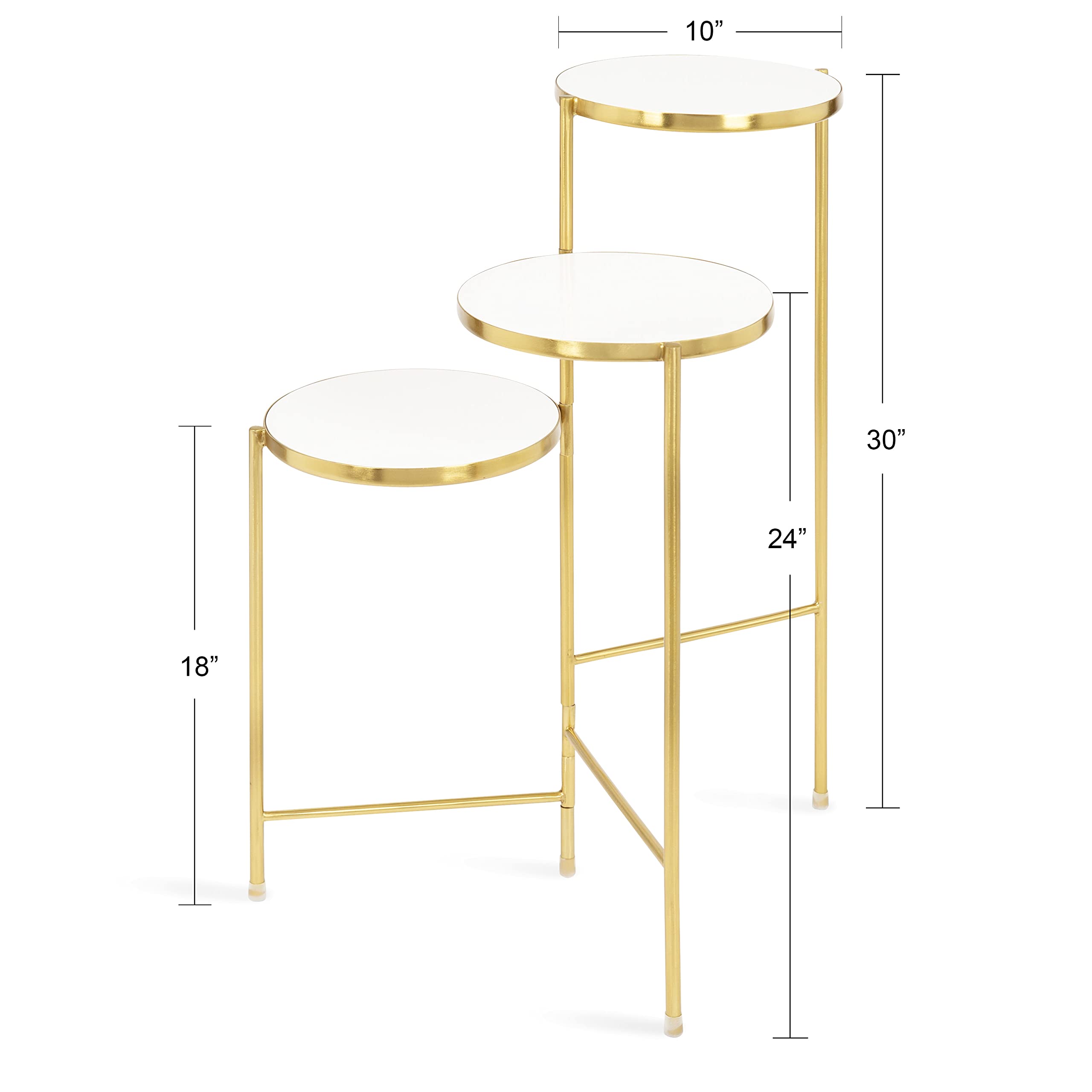 Modern Tri-Level Plant Stand White and Gold