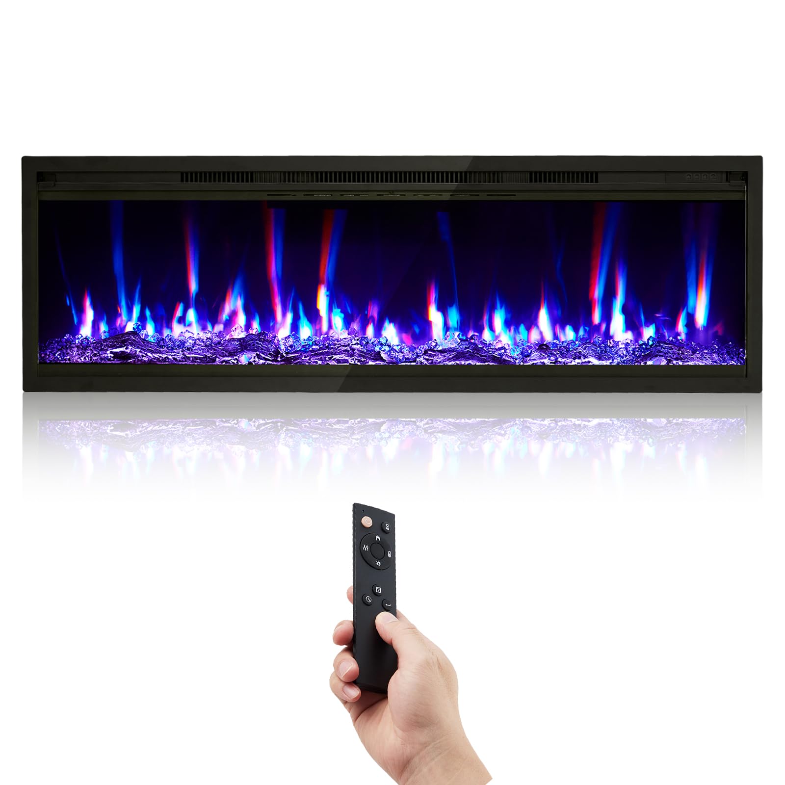 60 Inch Electric Fireplace Wall Mounted Recessed with Remote Control