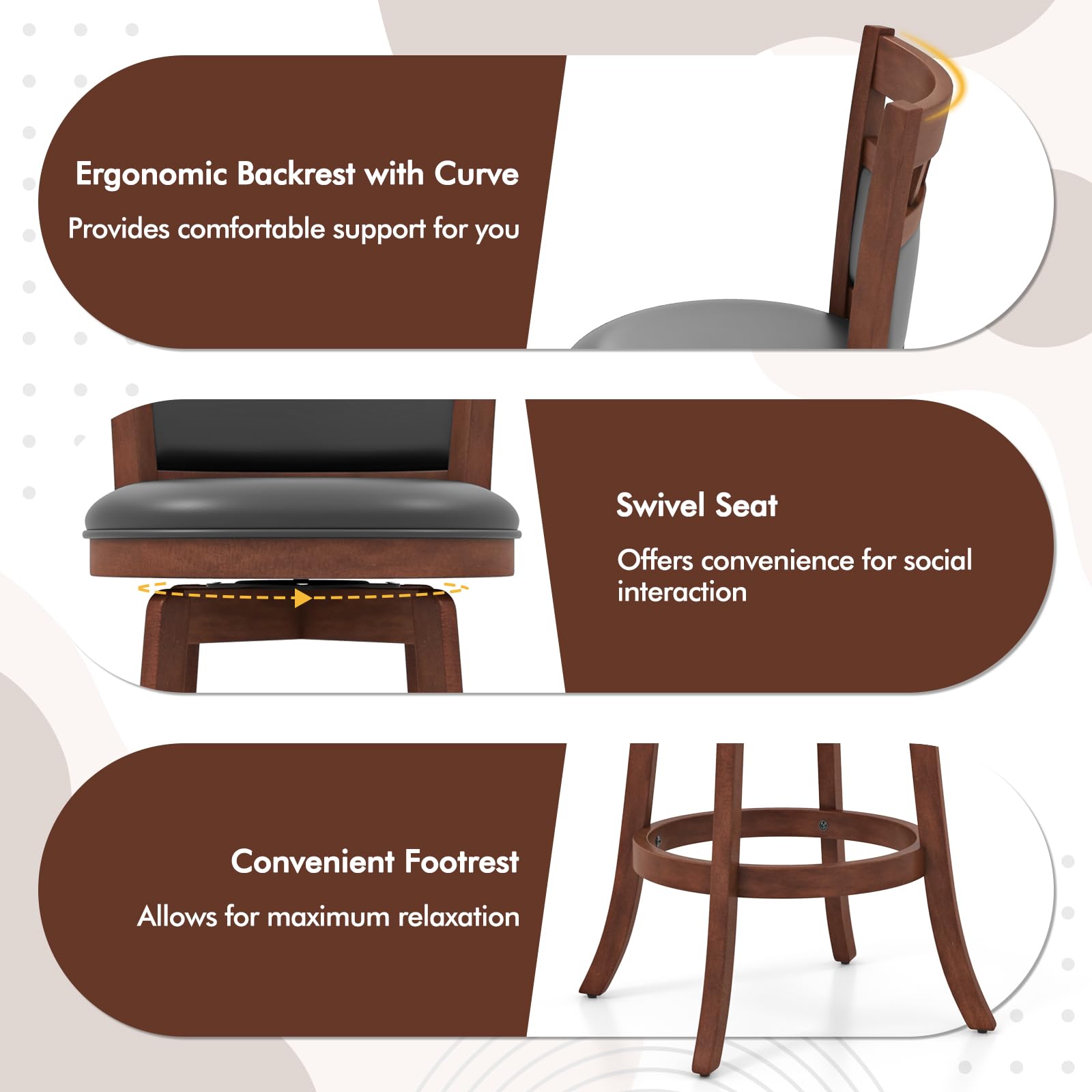 3-Piece Round Pub Table Set with Swivel Stools