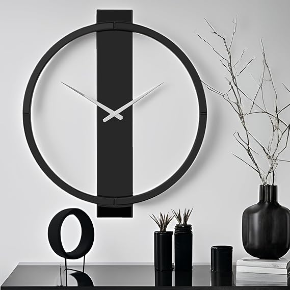 Mirrored Wall Clock 23" Round Contemporary Design