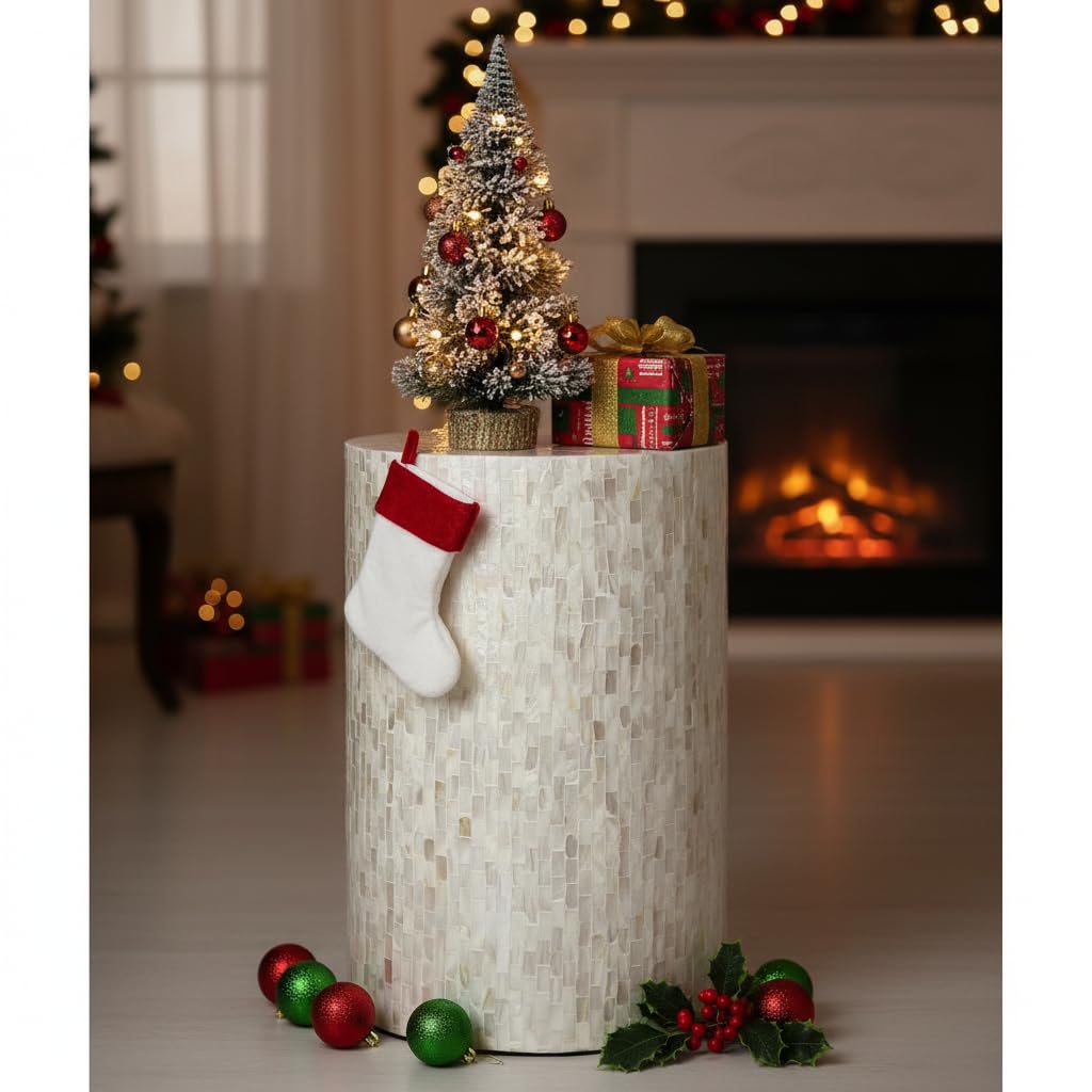 Mother of Pearl Cylinder Drum End Table