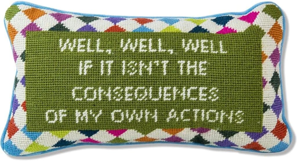 Needlepoint Decorative Throw Pillow - Well Well Well