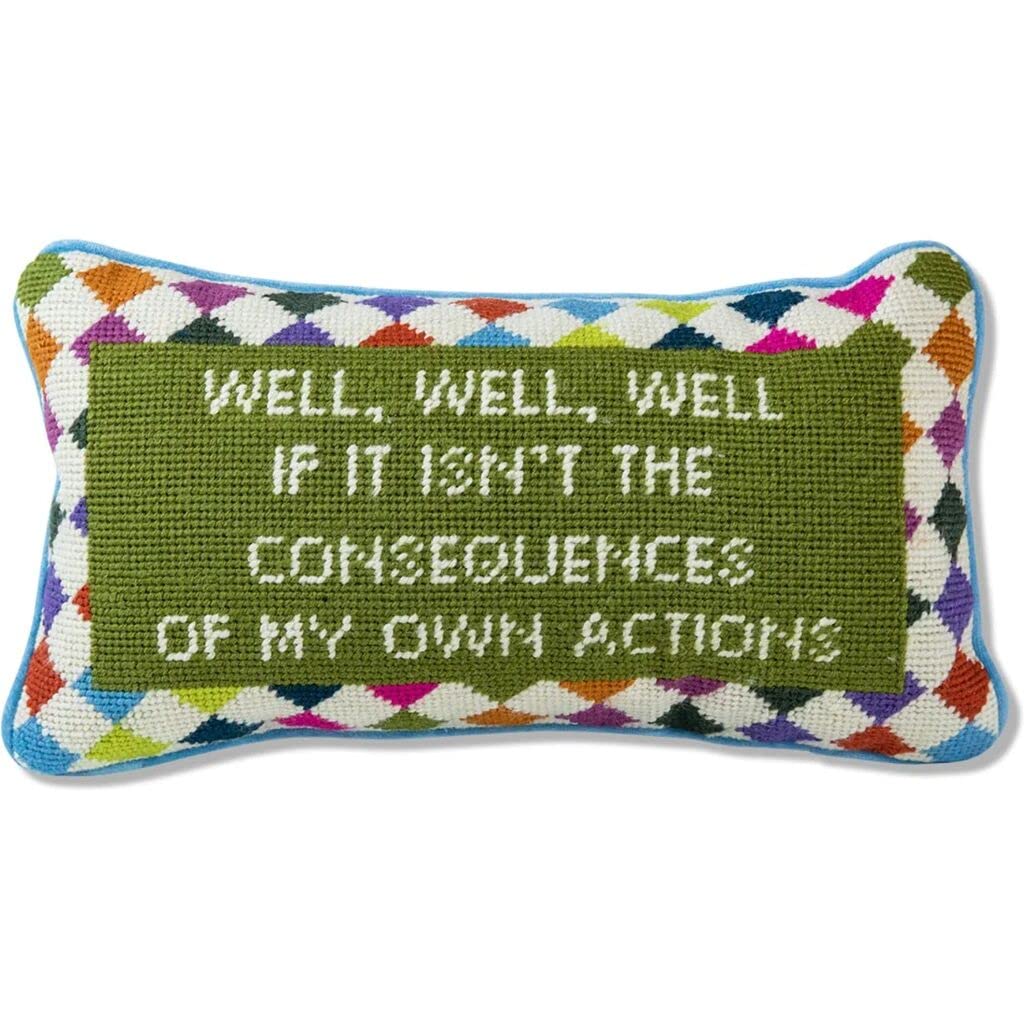 Needlepoint Decorative Throw Pillow - Well Well Well