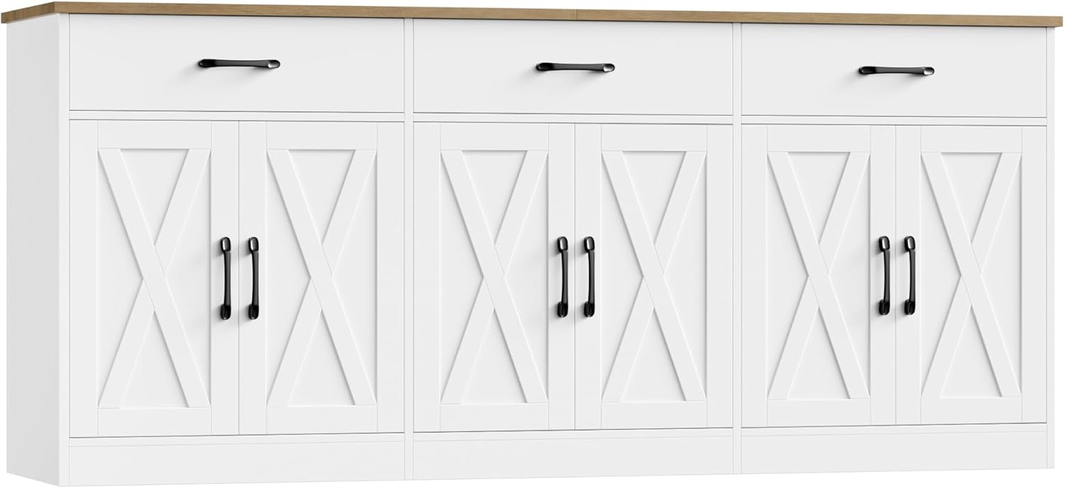 71" Farmhouse Sideboard Buffet Cabinet with Storage
