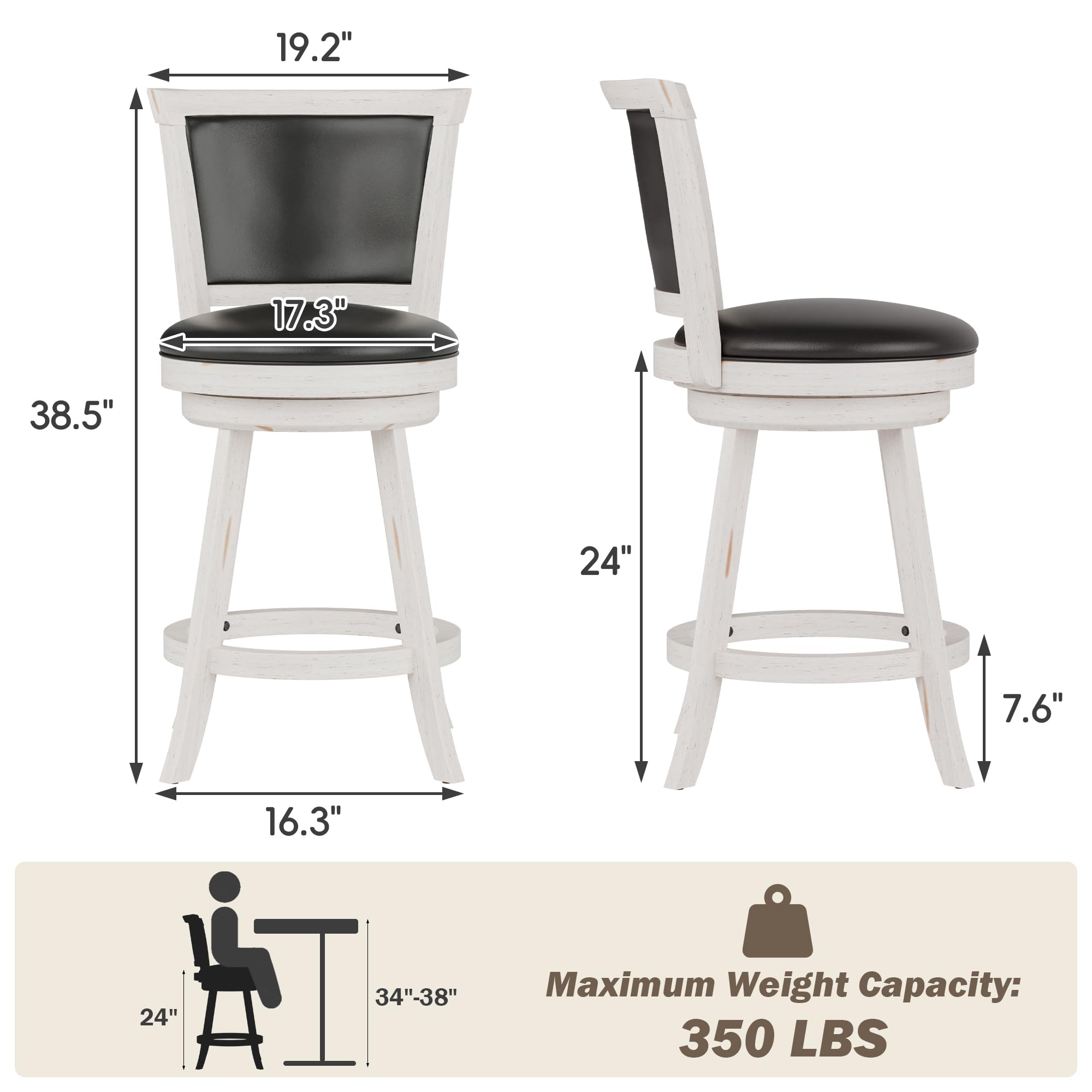 Swivel Bar Stools Set of 4 - Counter Height